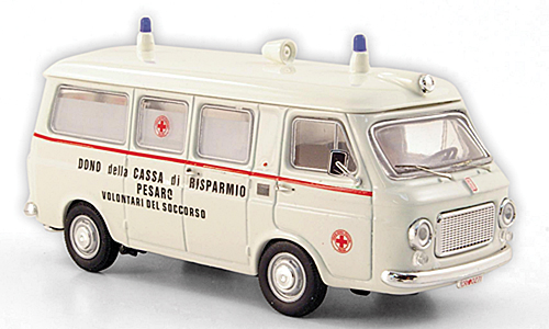 FIAT 238 Van Ambulanza - Ambulance - DONO DELLA CASSA DI RISPARMIO PESARO VOLONTARI DEL SOCCORSO RIO4324 Модель 1:43