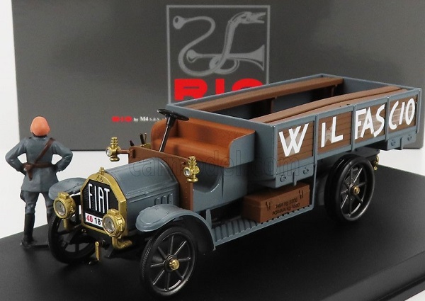 Модель 1:43 FIAT 18bl Truck - W Il Fascio - La Marcia Su Roma 22 Ottobre (1922) With Figures, Military Grey