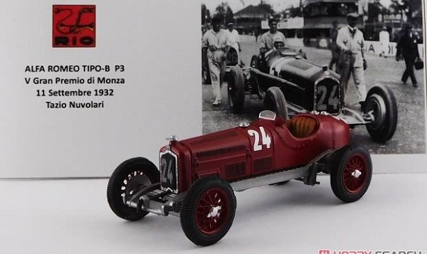 Модель 1:43 ALFA ROMEO F1 Tipo-b P3 V N 24 Gran Premio Di Monza (1932) Tazio Nuvolari, Red