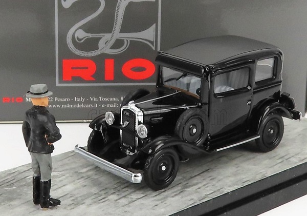 FIAT 508 Balilla (1932) - Presentazione A Villa Torlonia Roma - Presentation With Mussolini Figure, Black RIO4438/2P Модель 1:43
