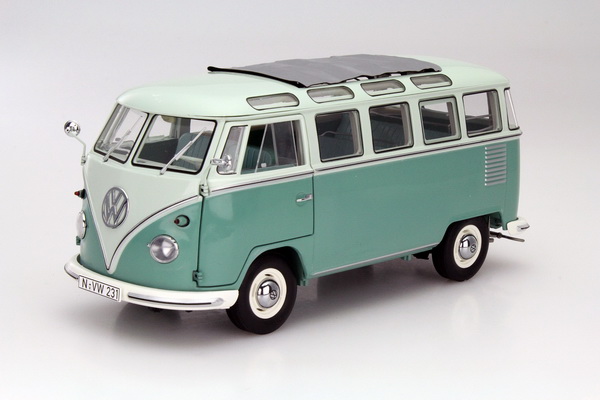 Модель 1:18 Volkswagen T1 Samba Bus - turquiouse/beige