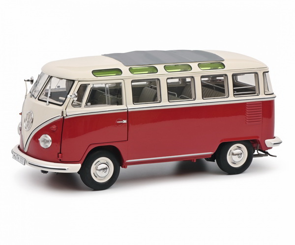 Модель 1:18 Volkswagen T1b Samba - red/white
