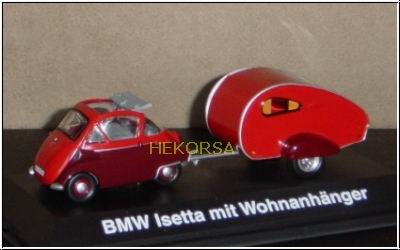Модель 1:43 BMW Isetta - mit Wohnanhanger - rot/rot