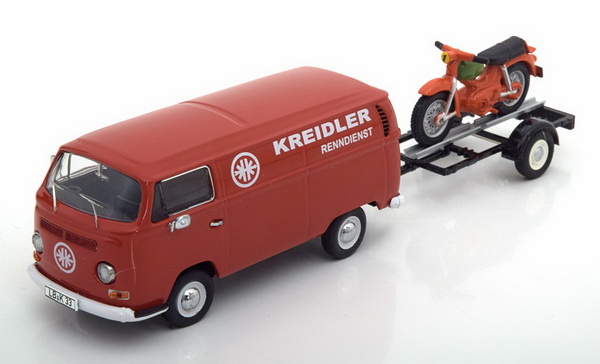 Модель 1:43 Volkswagen T2a «Kreidler Renndienst» (с прицепом и мотоциклом Kreidler Florett) (L.E.1000pcs)