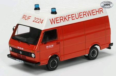 volkswagen lt 28 «man» «werkfeuerwehr» (пожарный фургон с высокой крышей) 3681 Модель 1:43