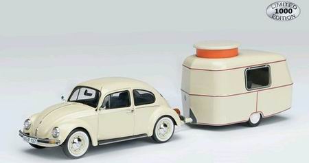 Модель 1:43 Volkswagen Beetle 1600 с прицепом-дачей