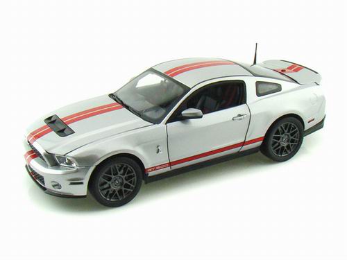 ford shelby gt500 - silver/red stripes SC368 Модель 1:18