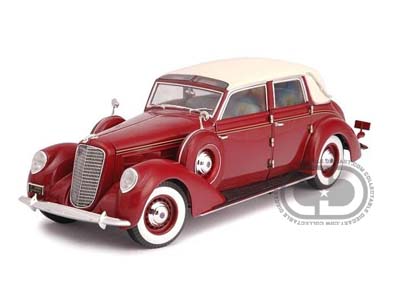 Модель 1:18 Lincoln Touring Cabrio - burgundy/white roof