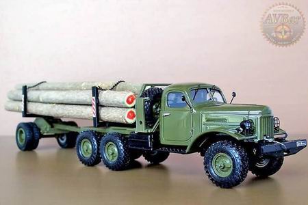 ЗиЛ-157КВ Лесовоз с прицепом-роспуском / zil-157kv with timber semi-trailer SL106 Модель 1:43