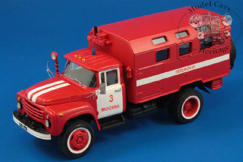 Модель 1:43 130 кунг технической службы (пожарный) с прицепом-дымососом