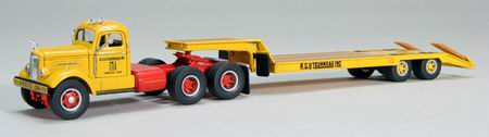 letourneau - white wc22 in yellow with lowboy trailer 38012 Модель 1:50