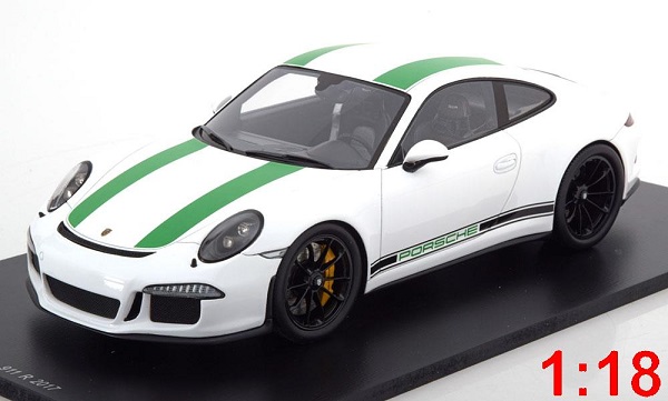 Модель 1:18 Porsche 911 R (991 II) - white/green