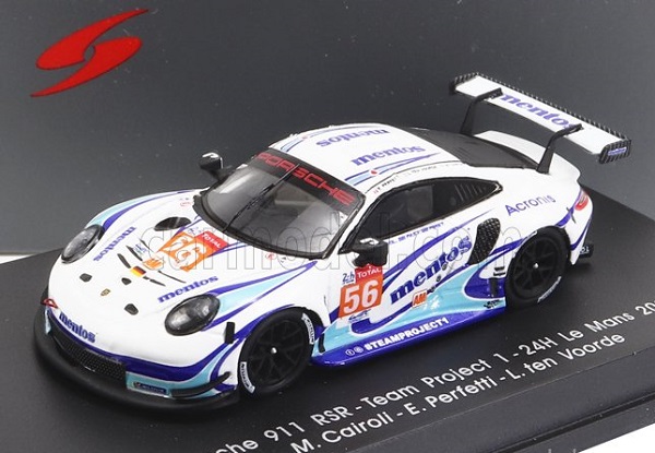 Модель 1:87 PORSCHE 911 991-2 Rsr 4.0l Team Project 1 N56 24h Le Mans (2020) M.Cairoli - E.Perfetti - L.ten Voorde, White Light Blue