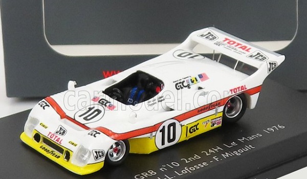 Модель 1:87 MIRAGE Gr8 3.0l V8 Team Gran Touring Cars Inc. N10 2nd 24h Le Mans (1976) J.l.Lafosse - F.Migault, White Yellow Red