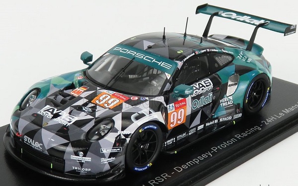 PORSCHE 911 Rsr Team Dempsey Proton Racing N99 36th 24h Le Mans (2020) J.Andlauer - V.Inthraphuvasak - L.Legeret, black S7996 Модель 1:43