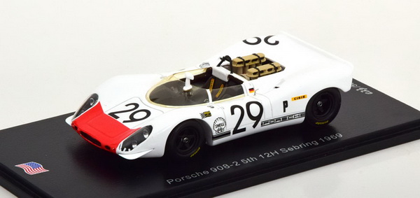 Porsche 908-2 No.29, 12h Sebring 1969 Mitter/Schütz US175 Модель 1:43