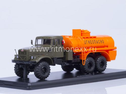 АЦ-8,5 (шасси КрАЗ-255Б) - хаки/оранжевый /металл. рама/ SSM1178 Модель 1:43