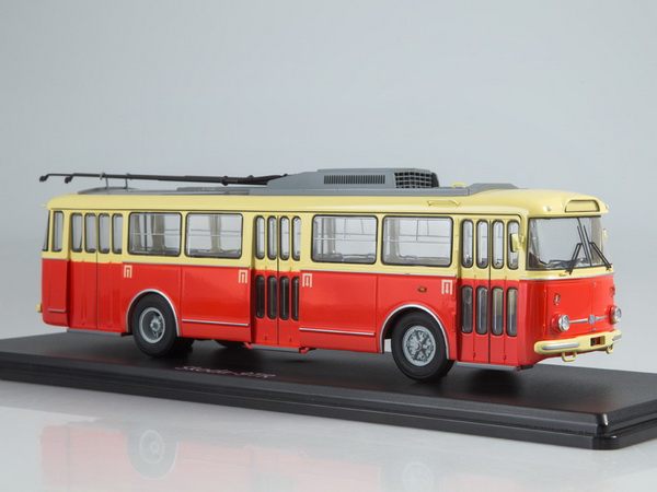 Модель 1:43 Skoda-9TR (троллейбус) - красный/бежевый
