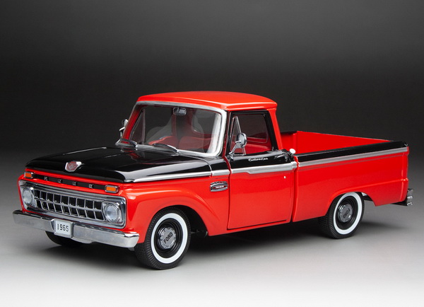ford f-100 custom cab pickup - 1965 - rangoon red / black SS1304 Модель 1:18