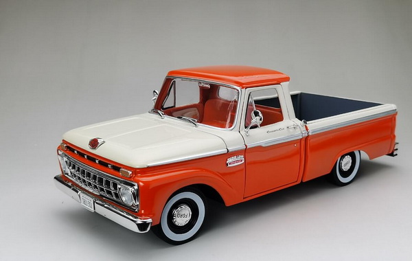 ford f-100 custom cab pickup 1965 -orange/white SS1301 Модель 1:18