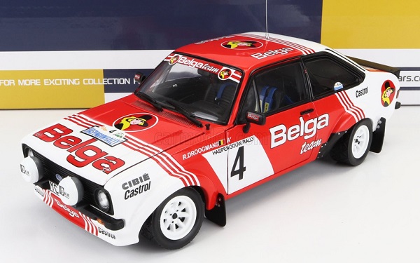 Модель 1:18 Ford Escort Rs 1800 (Night Version) №4 4th Rally Lotto Haspengouw (1981) R.Droogmans - R.Joosten, Red/ White