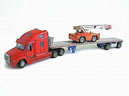 freightliner with flatbed and shuttlelift crane in red 2059-R Модель 1:50
