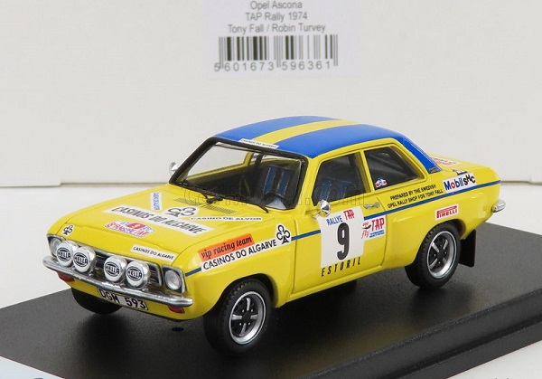 OPEL Ascona (night Version) №9 Rally Tap (1974) T.fall - R.Turvey, yellow blue TRFDSN66 Модель 1:43