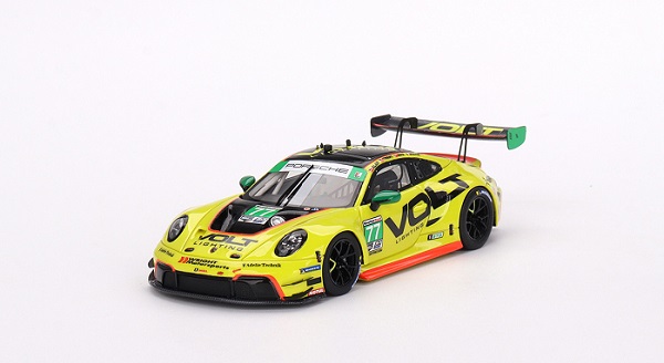 Модель 1:43 Porsche 911 992 GT3 R Team Volt Racing N 77 Gtd Class 24h Daytona 2023 A.Brynjolfsson - K.Estre - T.Hindman - M.Root - Yellow
