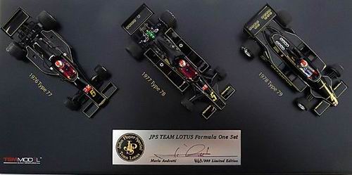 Модель 1:43 Lotus Ford 77, 78 & 79 Triple Set Andretti 1976/1977/1978 (L.E.999pcs) - Signed by Mario Andretti
