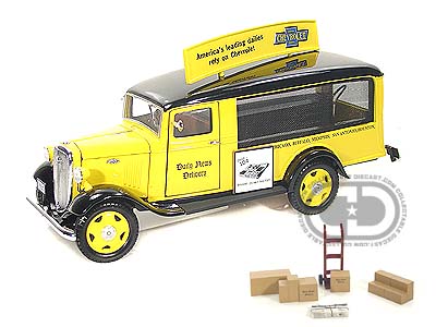 Модель 1:24 Chevrolet 1 1/2 Ton Newspaper Delivery Canopy Truck Yellow