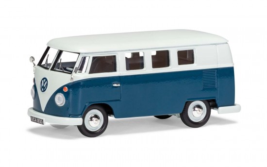 volkswagen type 2 camper - sea blue/cumulus white VA08102 Модель 1:43