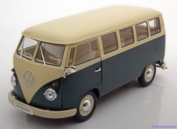 Модель 1:18 Volkswagen Bulli T1 Bus - dark green/crean