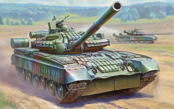Т-80БВ Советский танк (клей, кисточки, краски) (kit) Z3592П Модель 1:35