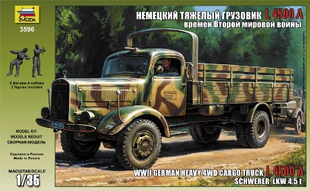 Немецкий тяжелый грузовик l 4500a времен Второй Мировой Войны Z3596П Модель 1:35