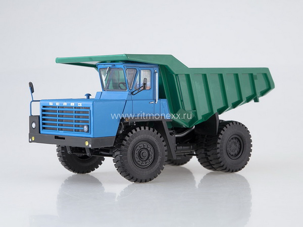 БелАЗ-540А карьерный самосвал (решётка с 5 поперечинами) - синий/зелёный 10235 Модель 1:43
