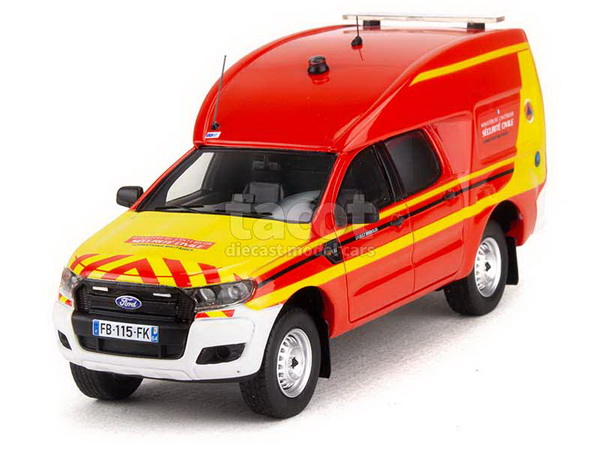 Модель 1:43 Ford Ranger BSE Ambulance Pompiers Sécurité Civile Brignoles- red/yellow (L.E.325pcs)