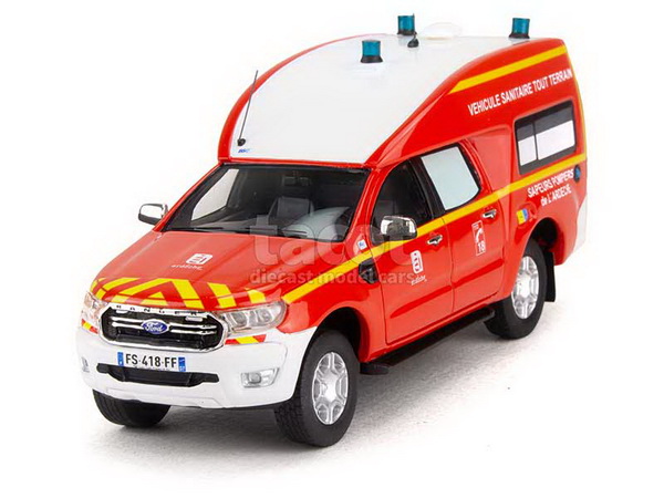 Модель 1:43 Ford Ranger BSE Ambulance Pompiers S.D.I.S. 07 Ardèche - red/white (L.E.325pcs)