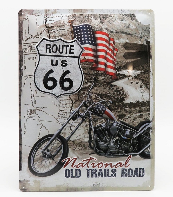 3D Metal Plate - Route 66 Old Trails Road (Largh.Width cm.30 X Alt.Height cm.40) 3D23136 Модель 1:1