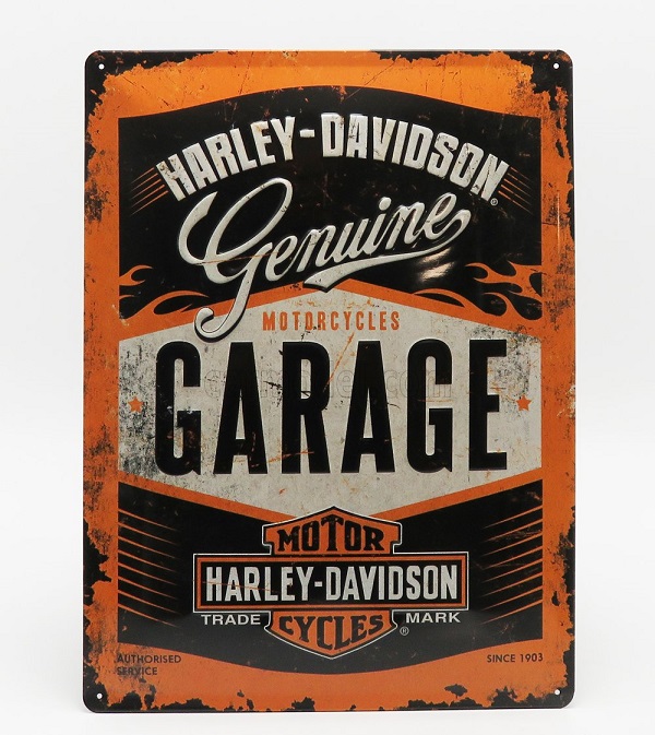3D Metal Plate - Harley-Davidson Garage (Largh.Width cm.30 X Alt.Height cm.40)