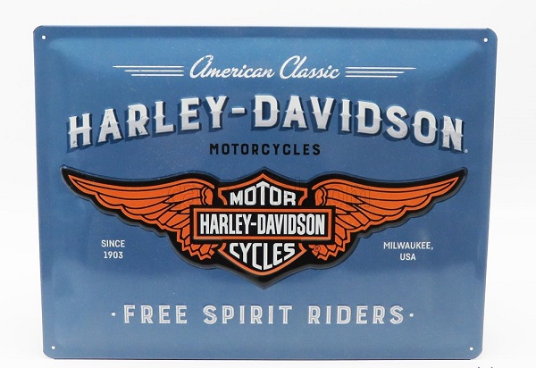 3D Metal Plate - Harley-Davidson Logo (Largh.Width cm.40 X Alt.Height cm.30)