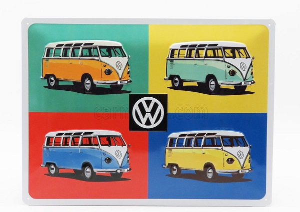 3D Metal Plate - Volkswagen Bulli Pop Art (Largh.Width cm.40 X Alt.Height cm.30)