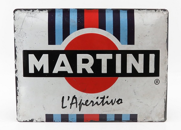 3D Metal Plate - Martini Racing Stripes Logo (Largh.Width cm.40 X Alt.Height cm.30)