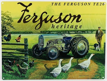 Metal Plate - Massey Ferguson TE20 Tractor Heritage (Largh.Width cm.40 X Alt.Height cm.20)