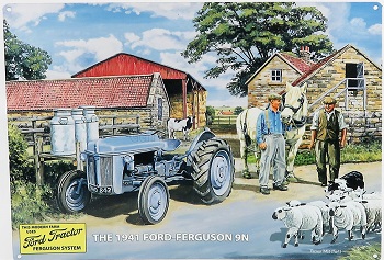 Metal Plate - Massey Ferguson 9N Tractor (Largh.Width cm.40 X Alt.Height cm.20) BK22245 Модель 1:1