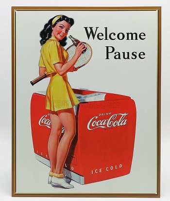 metal plate - «coca-cola» welcome pause (largh.width cm.32 x alt.height cm.41) D1055 Модель 1:1