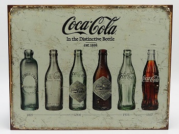 metal plate - «coca-cola» bottle evolution (largh.width cm.32 x alt.height cm.41) D1839 Модель 1:1