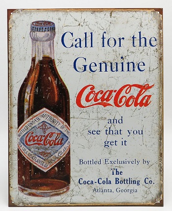 Metal Plate - «Coca-Cola» CALL FOR THE GENUINE (Largh.Width cm.32 X Alt.Height cm.41)