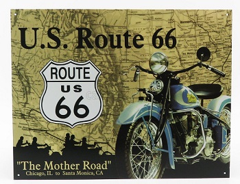 Модель 1:1 Metal Plate - U.S. Route 66 the Mother Road (Largh.Width cm.41 X Alt.Height cm.32)