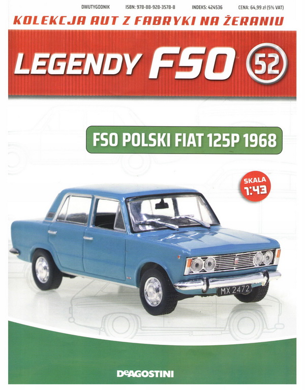 FSO Polski FIAT 125P 1968, Kultowe Legendy FSO 52 KULF052 Модель 1:43