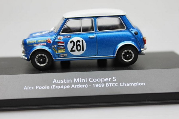 austin mini cooper s team equipe arden n 261 champion season btcc 1969 alec poole blue white 4672110A Модель 1:43